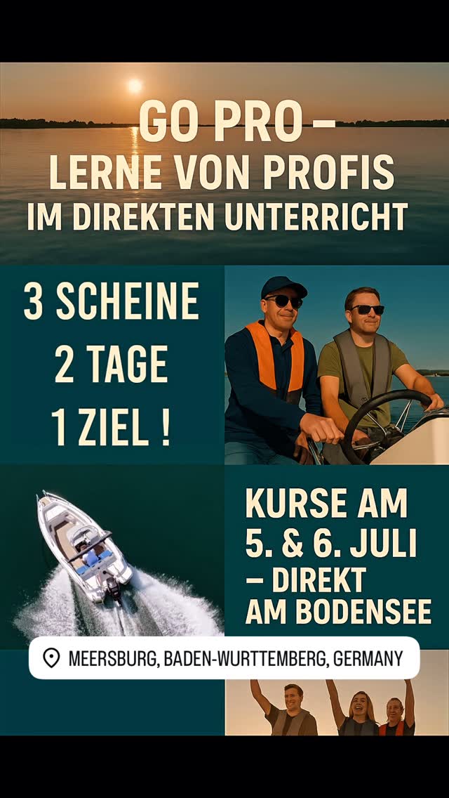 🚤 Kurs „Einer für alle“ – Dein Start ins Abenteuer!
In nur zwei Tagen zum Motorbootschein – mit vollem Fokus auf Praxis, Teamwork und direktem Unterricht von Profis!
💪 Du willst nicht nur zuschauen, sondern selbst das Steuer übernehmen? Dann ist dieser Kurs genau dein Ding!

📍 Friedrichshafen & Meersburg
🎯 Inklusive Theorie & Praxis
🎓 Prüfung direkt im Anschluss

👉 Jetzt Platz sichern und durchstarten!

#Motorboot #BodenseeFeeling #SegelschuleMeersburg #GoProLerneVonProfis #Wassersportliebe #Bootsführerschein #AbAufsWasser #TeamBodensee #Sommerziel2025 #FreiheitErleben #PraxisKurs #SBFBinnen #SBFSee #BootfahrenLernen