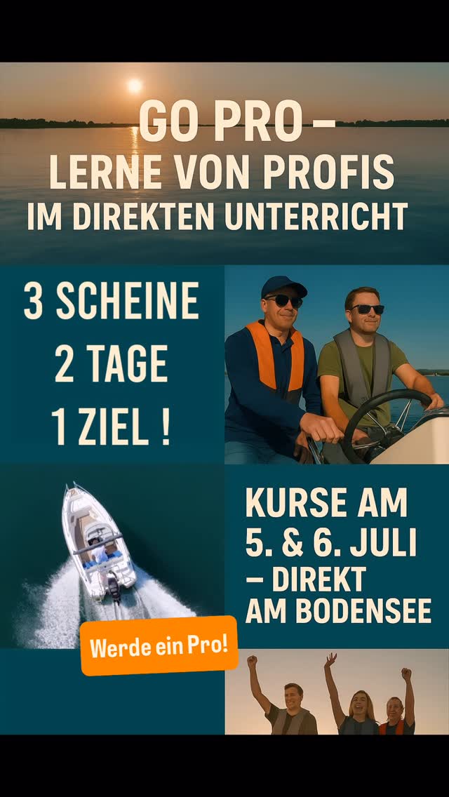 🚤 Kurs „Einer für alle“ – Dein Start ins Abenteuer!
In nur zwei Tagen zum Motorbootschein – mit vollem Fokus auf Praxis, Teamwork und direktem Unterricht von Profis!
💪 Du willst nicht nur zuschauen, sondern selbst das Steuer übernehmen? Dann ist dieser Kurs genau dein Ding!

📍 Friedrichshafen & Meersburg
🎯 Inklusive Theorie & Praxis
🎓 Prüfung direkt im Anschluss

👉 Jetzt Platz sichern und durchstarten!

#Motorboot #BodenseeFeeling #SegelschuleMeersburg #GoProLerneVonProfis #Wassersportliebe #Bootsführerschein #AbAufsWasser #TeamBodensee #Sommerziel2025 #FreiheitErleben #PraxisKurs #SBFBinnen #SBFSee #BootfahrenLernen