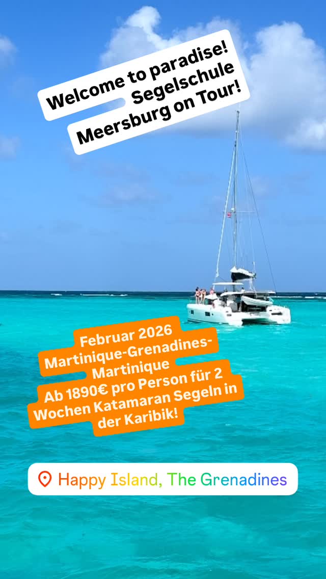 🌴⚓ Karibikträume werden wahr!
Im Februar 2026 heißt es wieder „Leinen los“ – gemeinsam mit der Segelschule Meersburg starten wir von Martinique in Richtung Grenadinen. An Bord unseres komfortablen Katamarans erwarten dich türkisfarbenes Wasser, palmengesäumte Buchten und unvergessliche Segelabenteuer. ✨⛵️
#SegelreiseKaribik #SegelschuleMeersburg #KatamaranCharter #Grenadinen #Martinique #KaribikSegeln #Segelabenteuer #Segelurlaub #Yachtcharter #Segelnlernen #KatamaranLife #Segelträume #Segeln2026 #GoProLerneVonProfis #SailingGrenadines #CaribbeanSailing