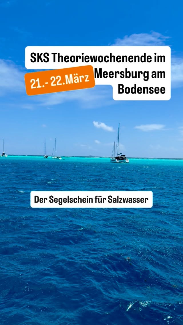 📚 SKS-Theoriekurs im März – in Meersburg 🌊
Mach den nächsten Schritt zum Küstenskipper! ⚓️
In unserem intensiven Theoriekurs bereiten wir dich gezielt auf die SKS-Prüfung vor – praxisnah, verständlich und mit echten Beispielen aus der Seefahrt. 🧭

💡 Navigation, Wetter, Seemannschaft & Recht – alles, was du für den SKS brauchst.
📅 Kursstart im März – jetzt Platz sichern!
#bodensee #sks #segeln #skipper #meersburg